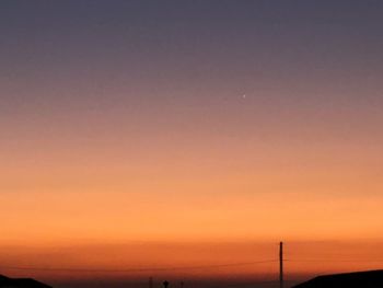 Scenic view of silhouette landscape against clear sky during sunset