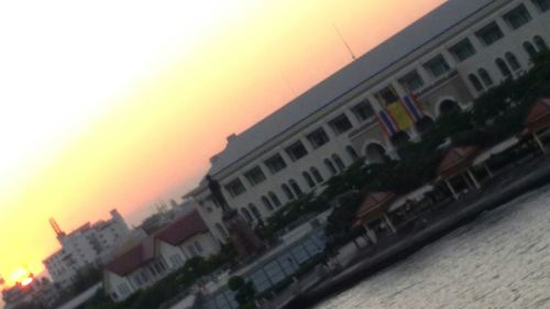 Buildings at sunset