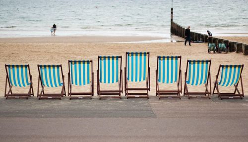 Lounge chairs on beach