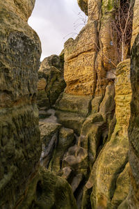 Low angle view of rock formations