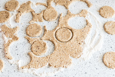 Directly above shot of cookies on sand