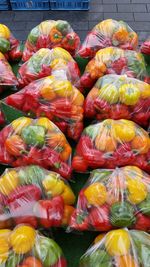 Close-up of multi colored vegetables for sale in market