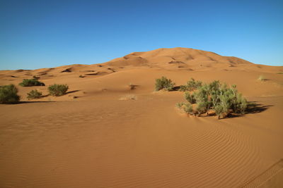 Scenic view of desert against clear sky