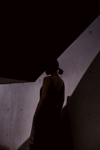 Close-up of person shadow on floor