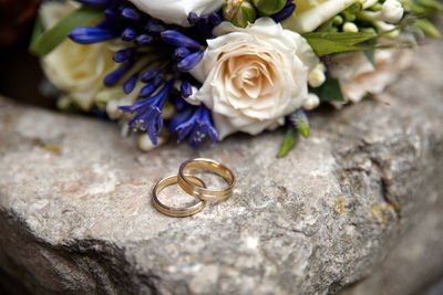 Close-up of roses on rose bouquet