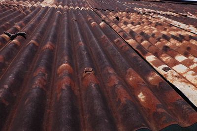 Full frame shot of rusty metallic roof