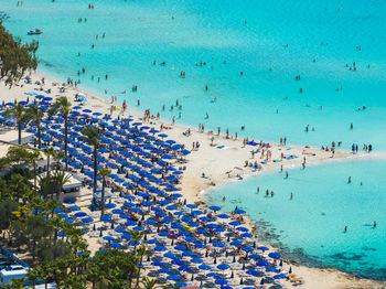 High angle view of people at beach