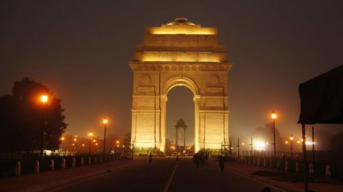 View of illuminated street light at night