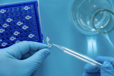 Cropped hand of person working in laboratory