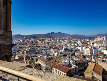 High angle view of buildings in city