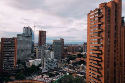 High angle view of buildings in city