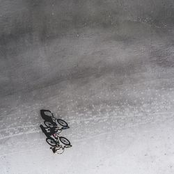 High angle view of person on bicycle