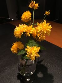 Close-up of yellow flowers in vase