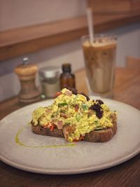 Close-up of food served in plate