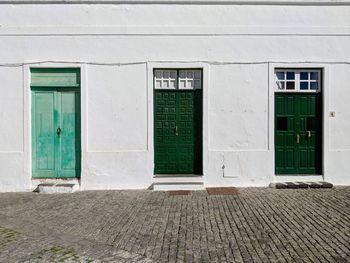 Closed door of building