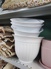 High angle view of white food on table