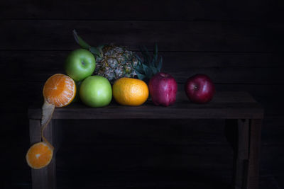 Directly above shot of fruits on table