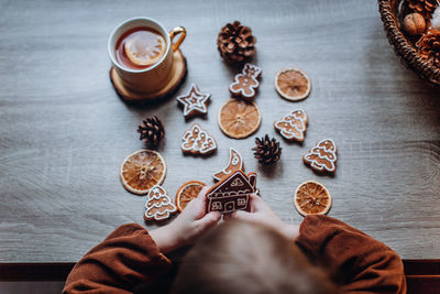 Christmas cookies and little girl