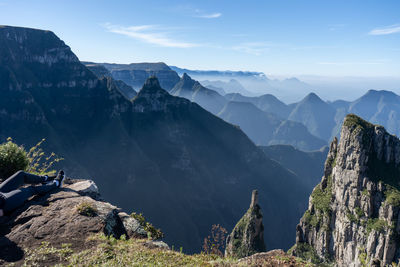 Panoramic view of mountains against sky