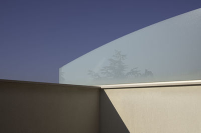 Low angle view of house against clear blue sky