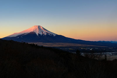 Scenic view of snowcapped mountains against sky during winter