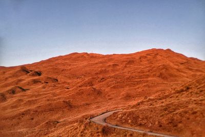 Scenic view of desert against clear sky