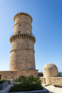 Low angle view of historical building against clear sky