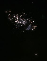 Low angle view of firework display at night