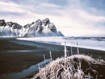 Scenic view of frozen sea against sky