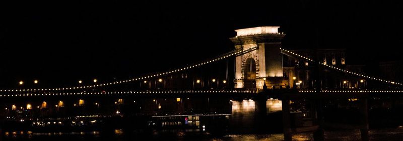 Bridge over river at night