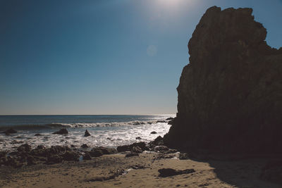 Scenic view of sea against clear sky