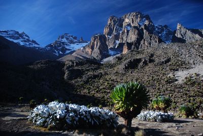 Panoramic view of snowcapped mountains against sky