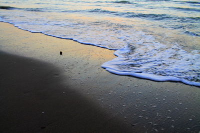 High angle view of sand at beach