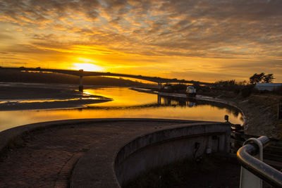 Scenic view of sunset over city