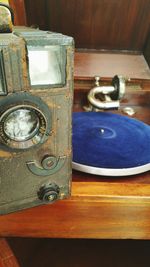 Close-up of kettle on table