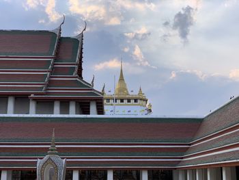 Low angle view of temple building against sky