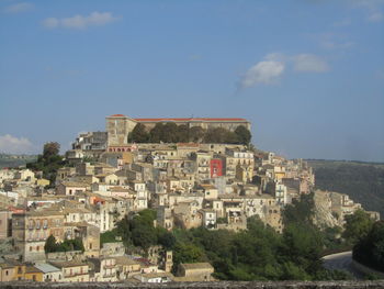 Residential district against sky