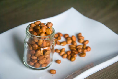 Close-up of fruits in plate