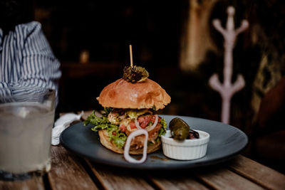 Close-up of food on table