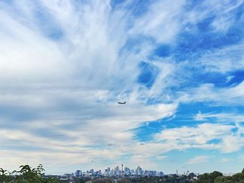 Low angle view of airplane flying in sky