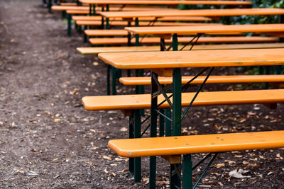 Empty bench in park