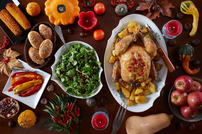 Directly above shot of fruits on table