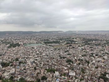 High angle view of townscape against sky