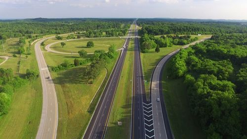 Road passing through field