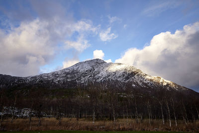 Panoramic view of volcanic mountain against sky