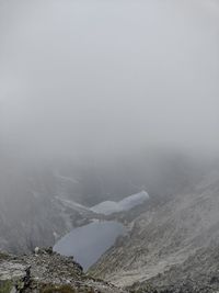 Scenic view of mountains against sky during winter