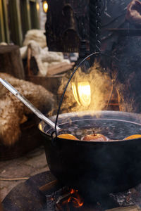 Close-up of food on barbecue grill