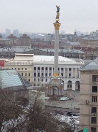 High angle view of buildings in city