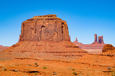 Rock formations against clear sky monument valley