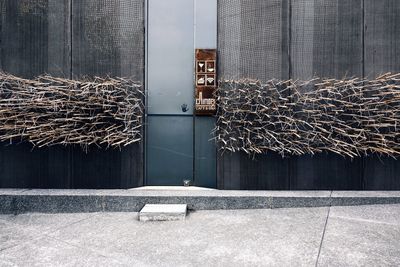 Stack of building against wall